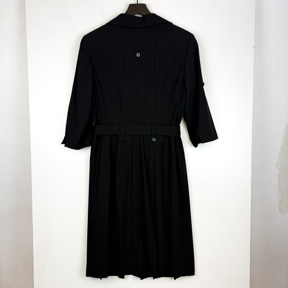 WORTH Luxury Black Wool Blend Belted Midi Dress - Size 10P Petite - Picture 5 of 10